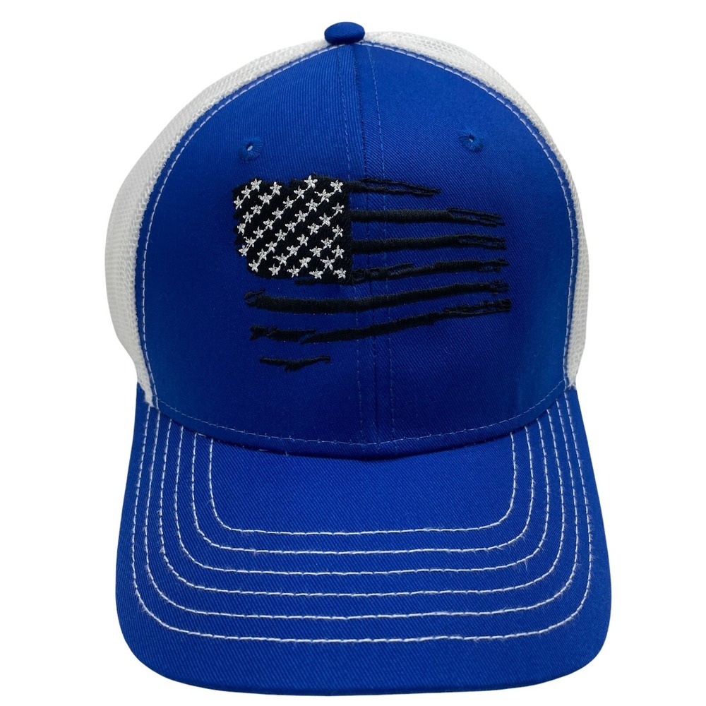 Printed Kicks Richardson 112 USA Flag Royal Blue White Mesh Snapback Hat Cap
